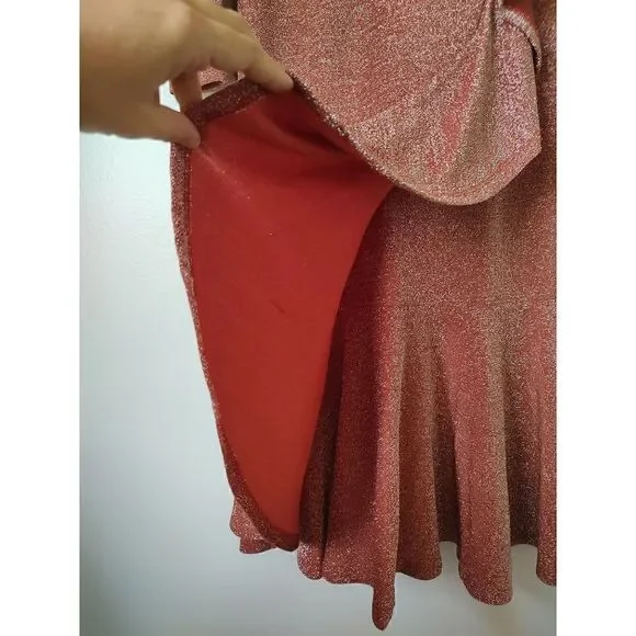 WHY Maris Dehart Dress Women's Size Small Rose Pink Metallic Ruffled Maxi Dress - Picture 4 of 12